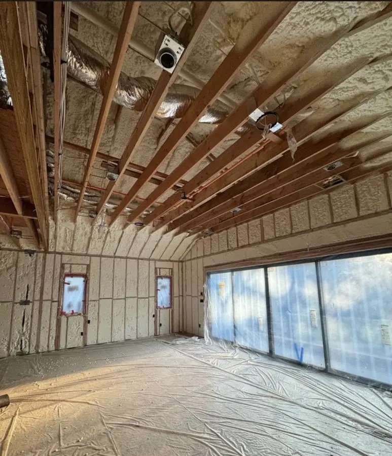Interior walls and ceiling insulated with spray foam during new construction in Eufaula